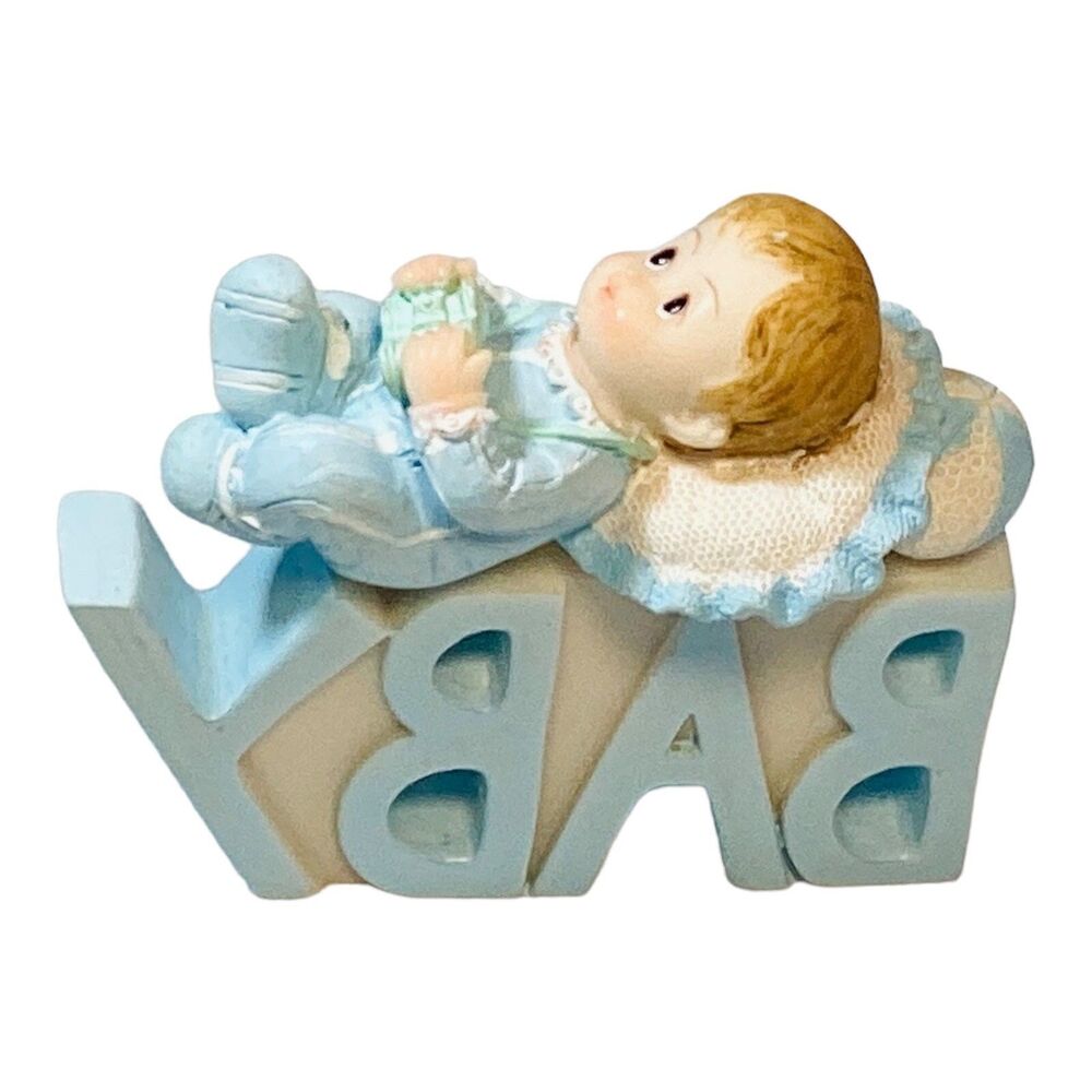 Baby Boy Three Resin Figurines Cake Toppers Baby Decor - Picture 4 of 14